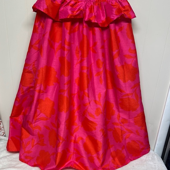 kate spade Pink and Red Floral Peplum Midi Dress - Picture 3 of 14